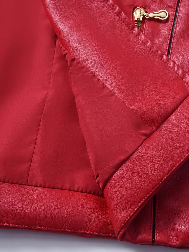 Faux-Leather Asymmetric Biker Jacket