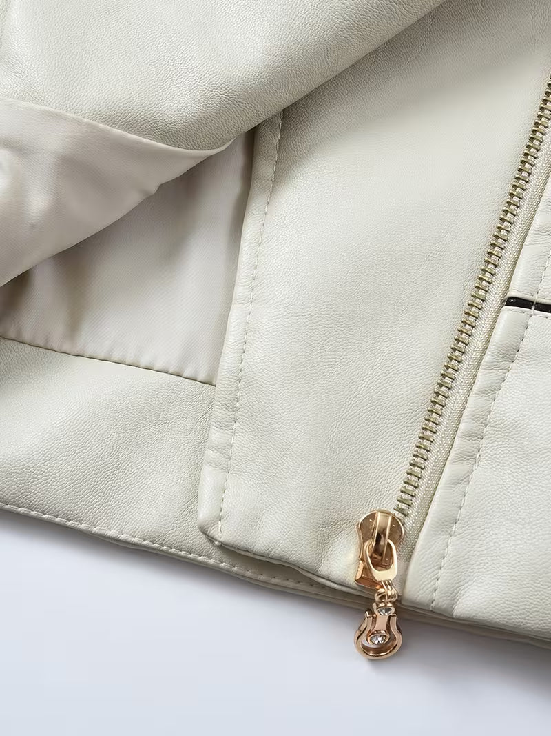 Faux-Leather Asymmetric Biker Jacket