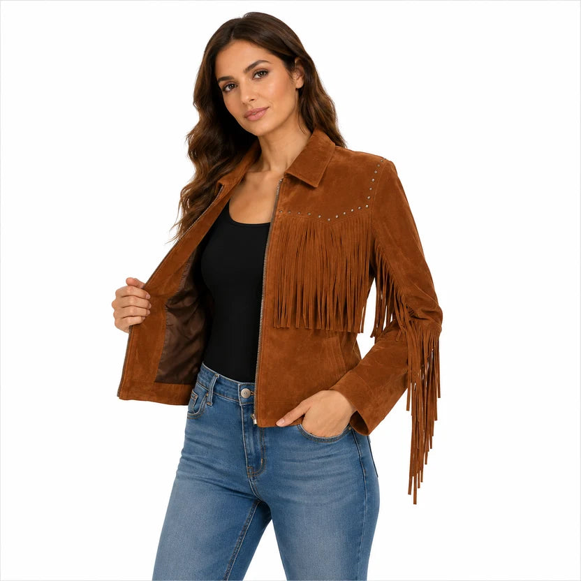 Brown Suede Fringe Jacket