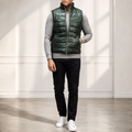 Reeves Green Leather Puffer Vest