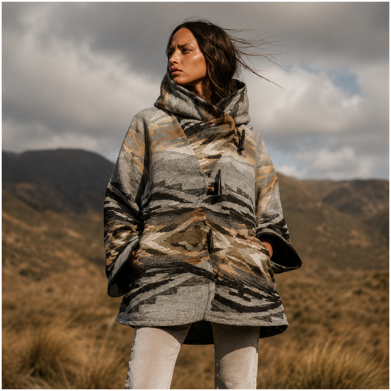 Yellowstone Beth Dutton Grey Aztec Coat
