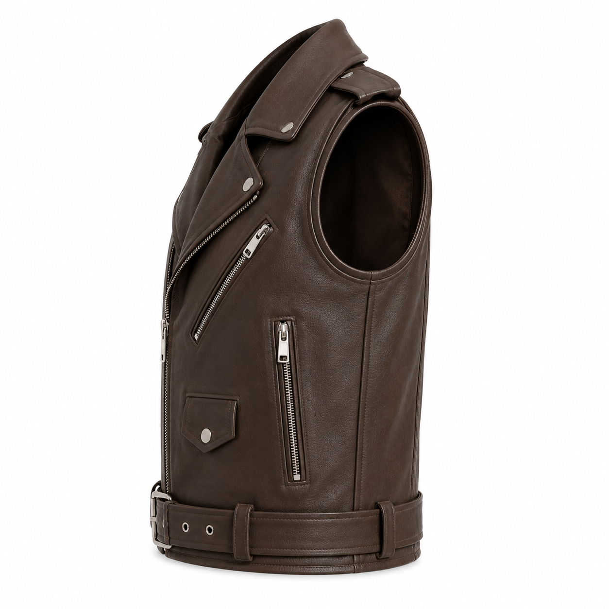 Women's Pink Leather Biker Vest