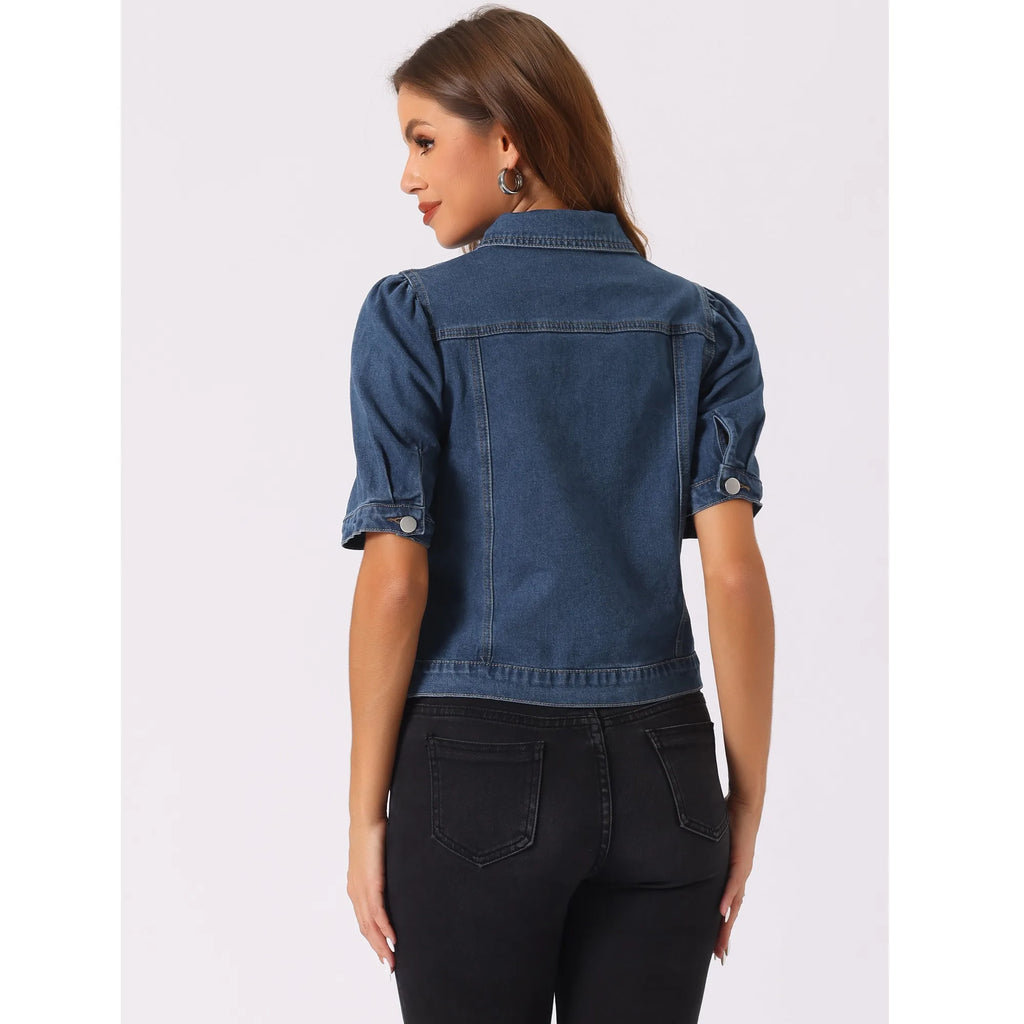 Half sleeves crop Denim Jacket