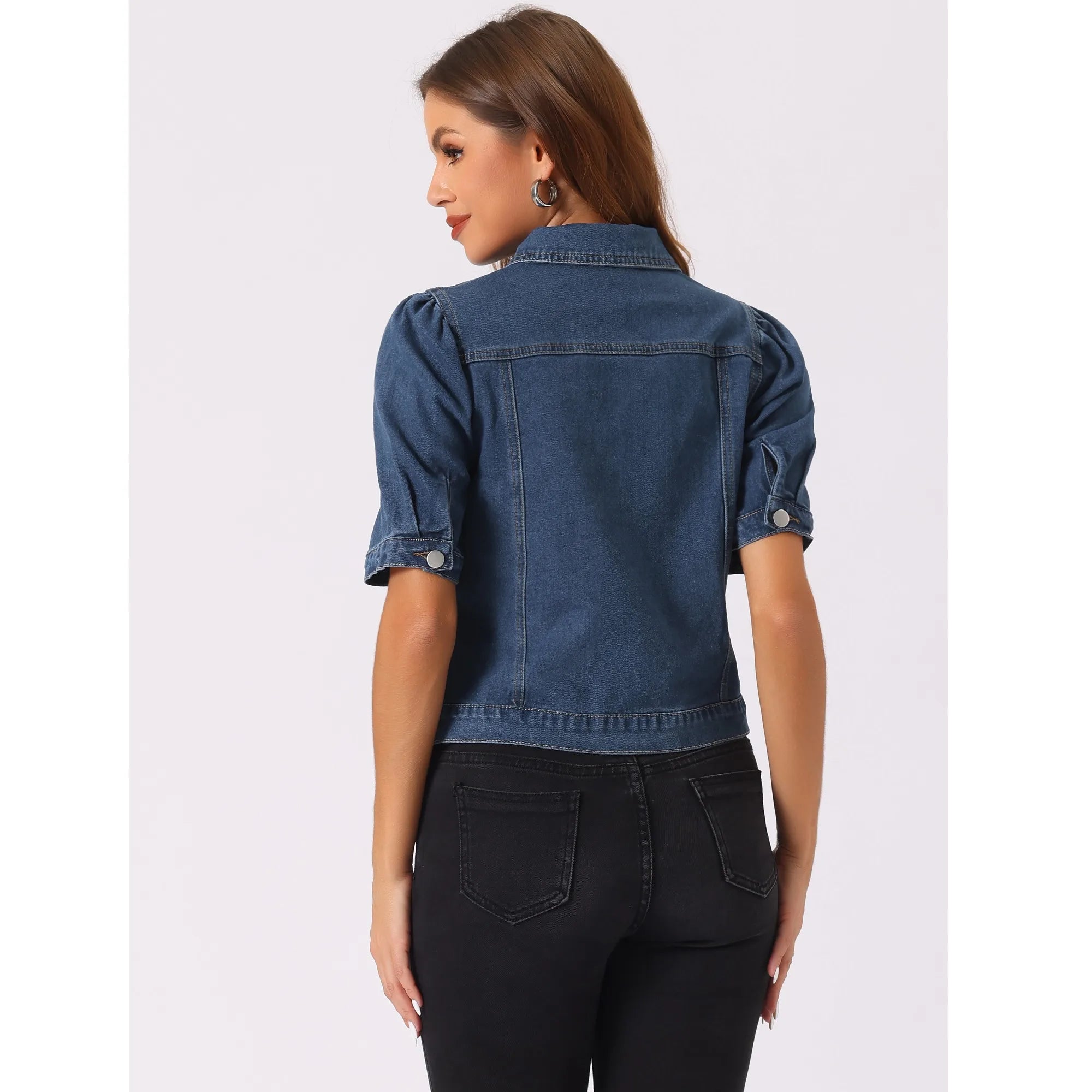 Half sleeves crop Denim Jacket