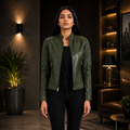Women's Forest Green Leather Jacket