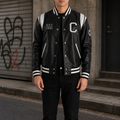 Liberte California Black Leather Varsity Jacket