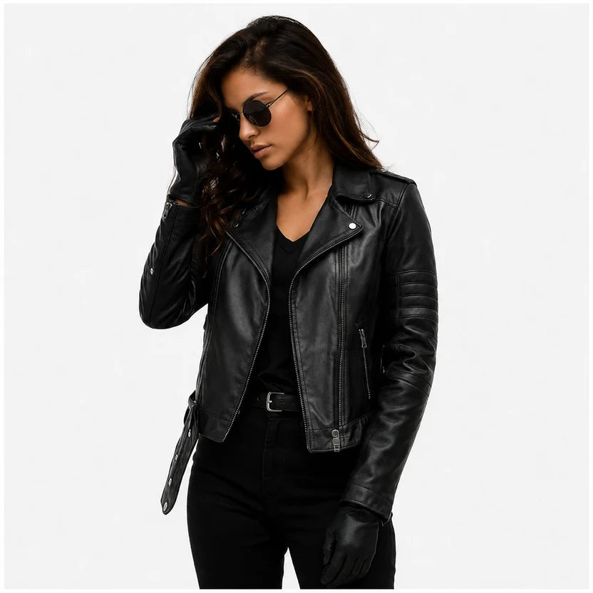 Women's black genuine leather jacket