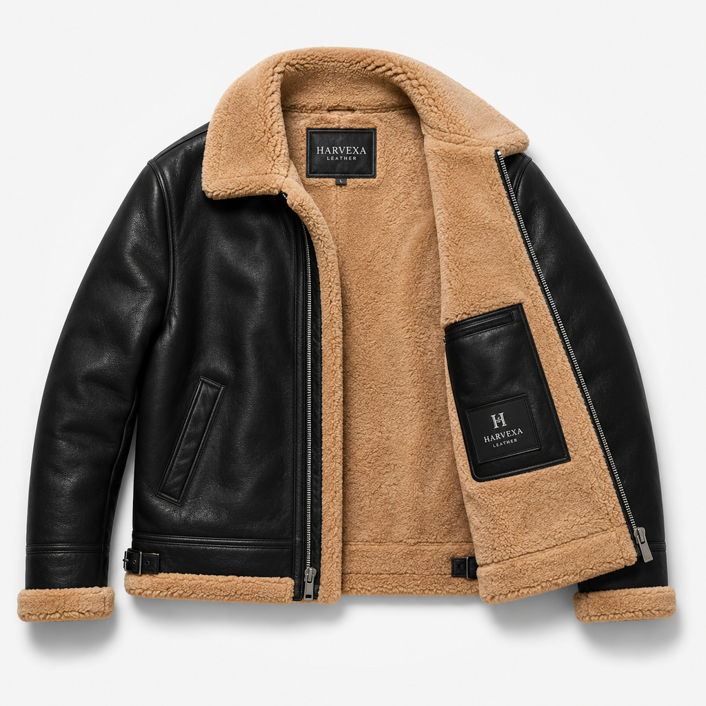 Men's Black & Tan B-3 Aviator Jacket