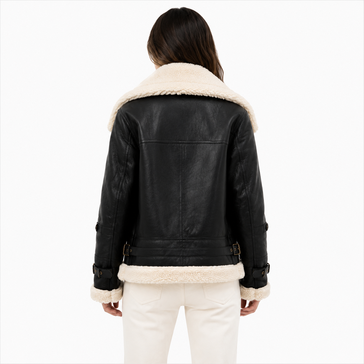 Velocite Oversized Leather Shearling Jacket