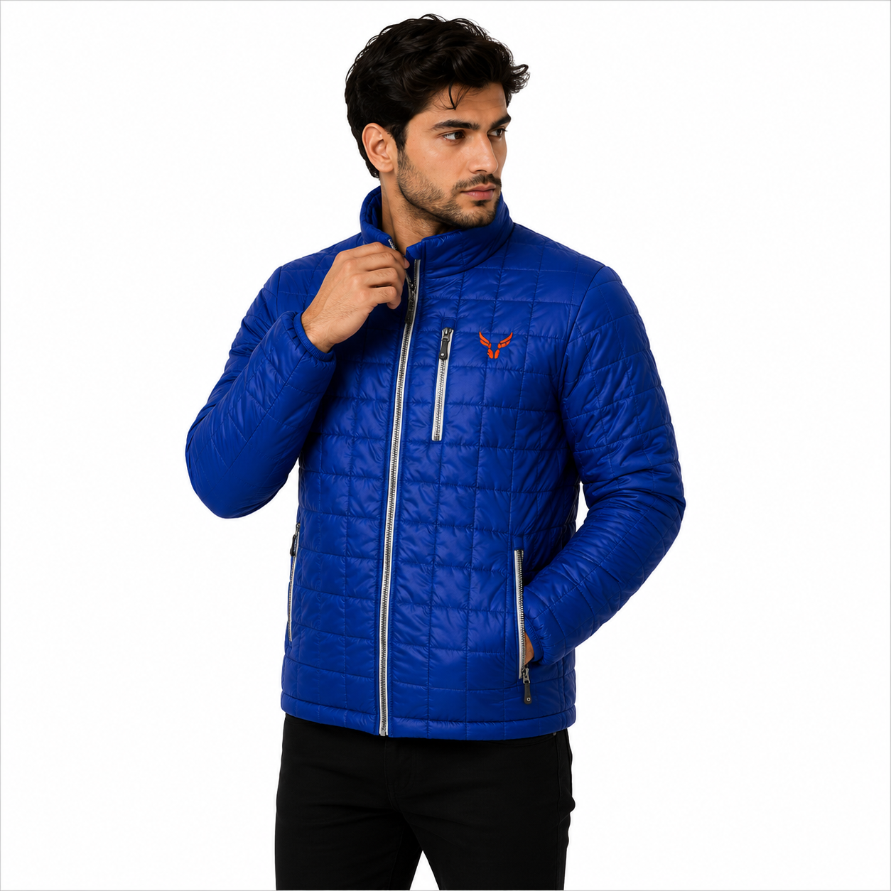 diamond quilting and chest zip pocket