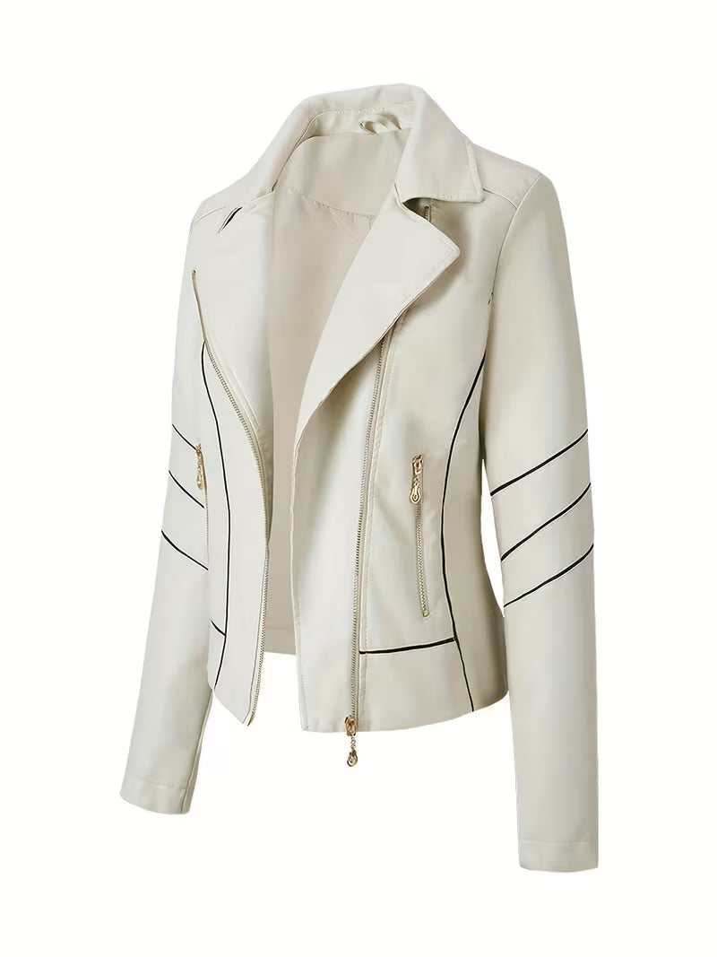 Faux-Leather Asymmetric Biker Jacket