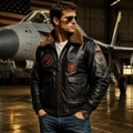 Men's Black G-1 Aviator Leather Flight Jacket