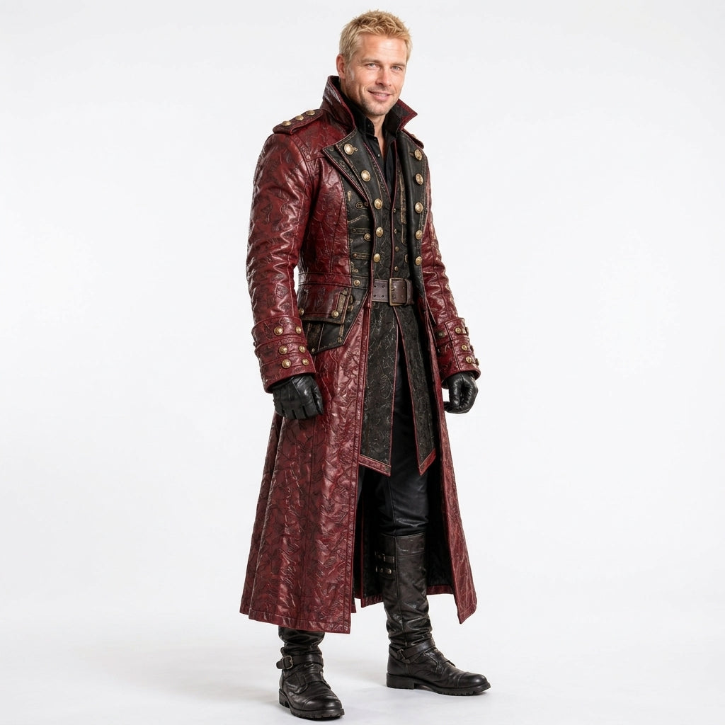 men's steampunk military frock coat full length