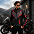 Men's Black & Red Racer Leather Jacket