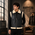 Men's Black Shearling Leather Aviator Vest