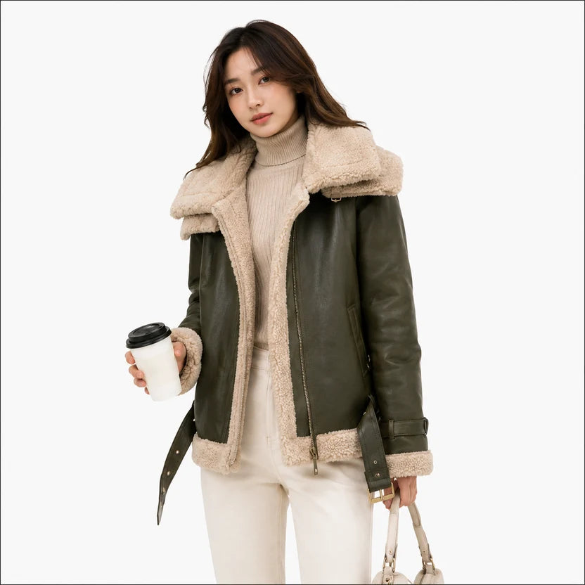 women's olive green aviator jacket
