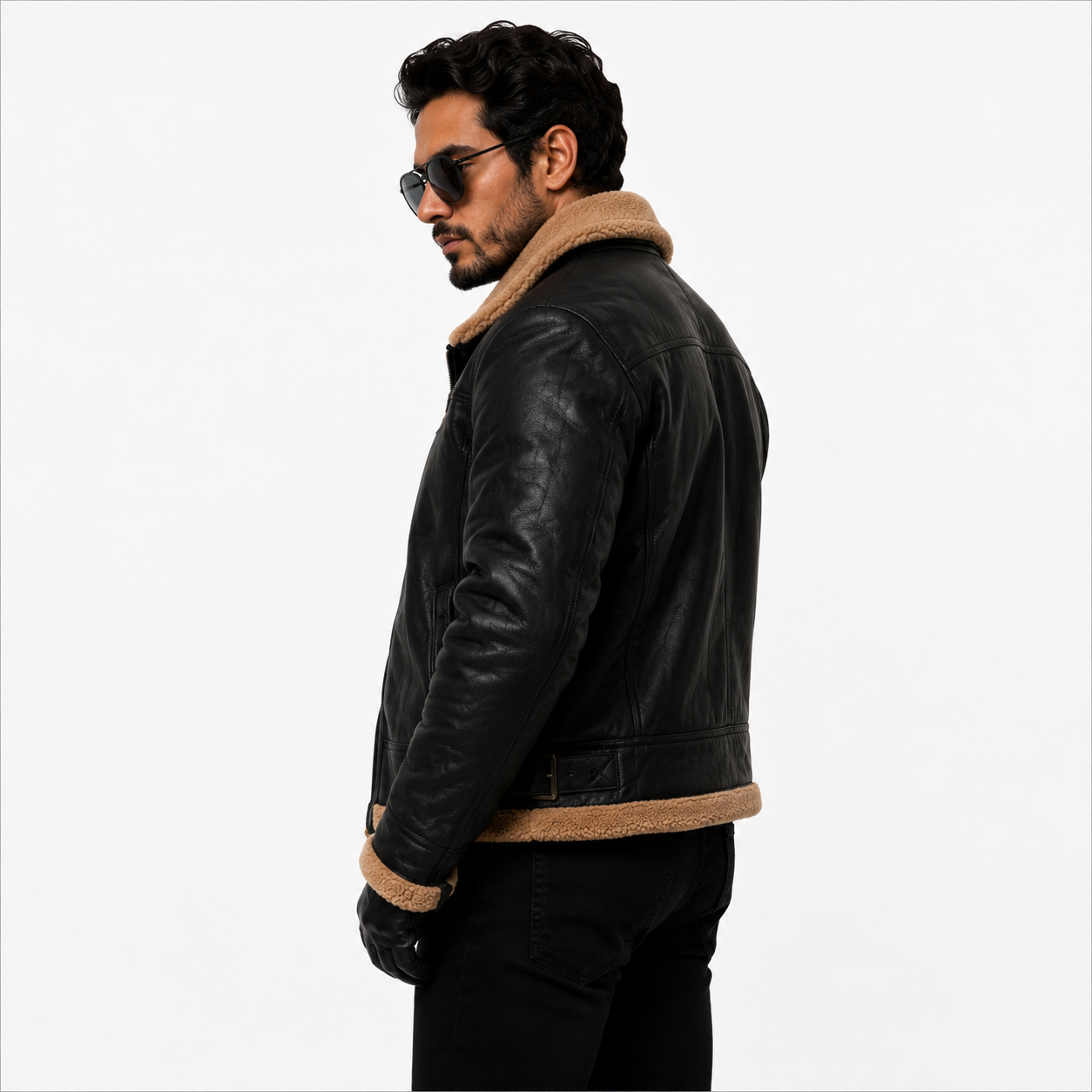 Men's Classic Black & Tan B-3 Aviator Jacket