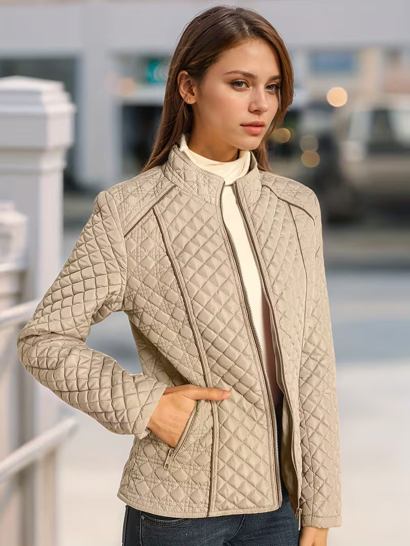 Quilted Lightweight Stand-Collar Jacket