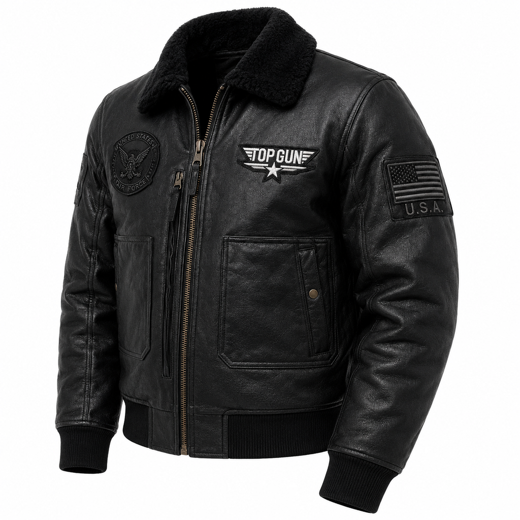 Men's Black Top Gun G-1 Flight Leather Jacket