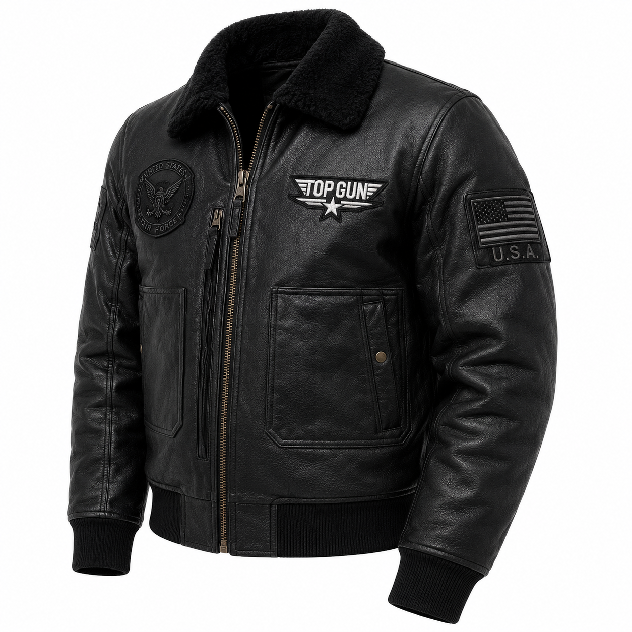 Men's Black Top Gun G-1 Flight Leather Jacket