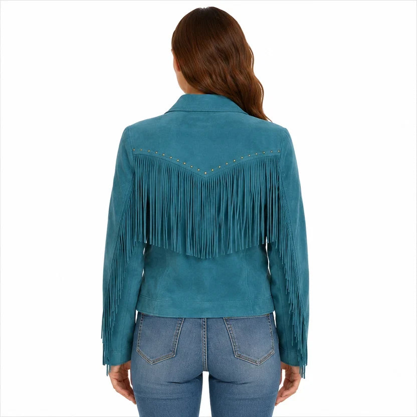 Women's Pink Suede Fringe Jacket