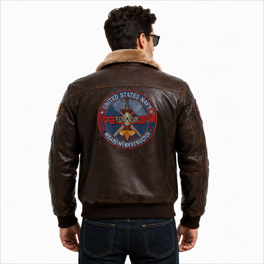 Men's Vintage Brown Top Gun G-1 Flight Leather Jacket