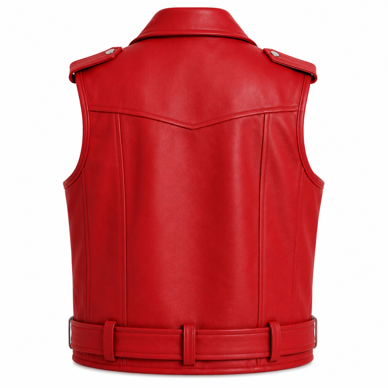 Women's Pink Leather Biker Vest