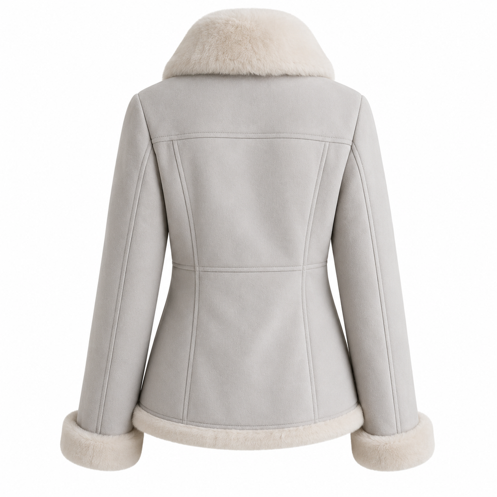 Women's Light Gray Faux Shearling Jacket