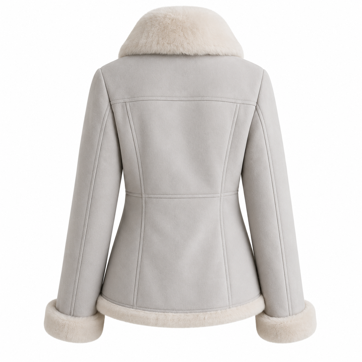 Women's Light Gray Faux Shearling Jacket