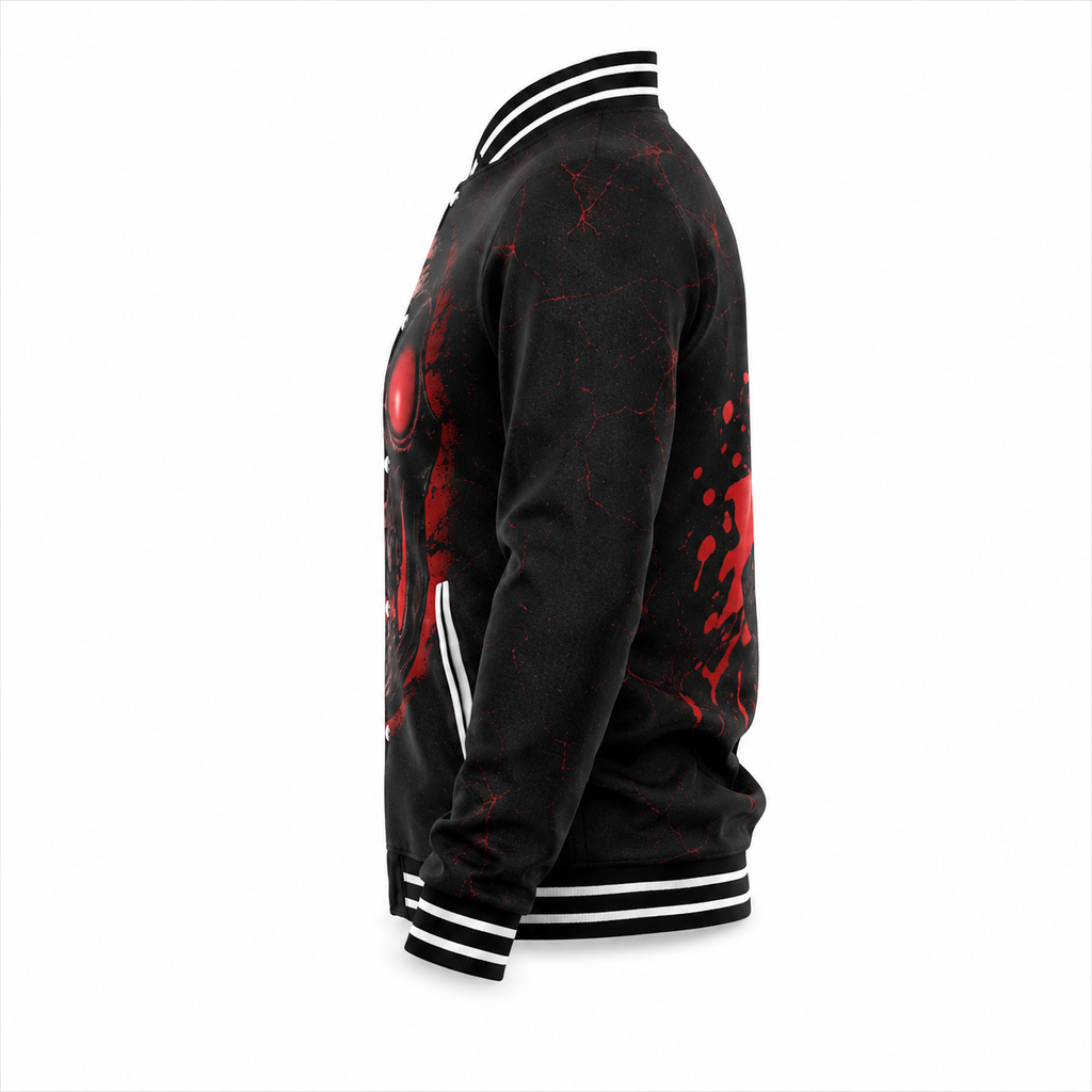 Men's Red Skull Graphic Varsity Jacket