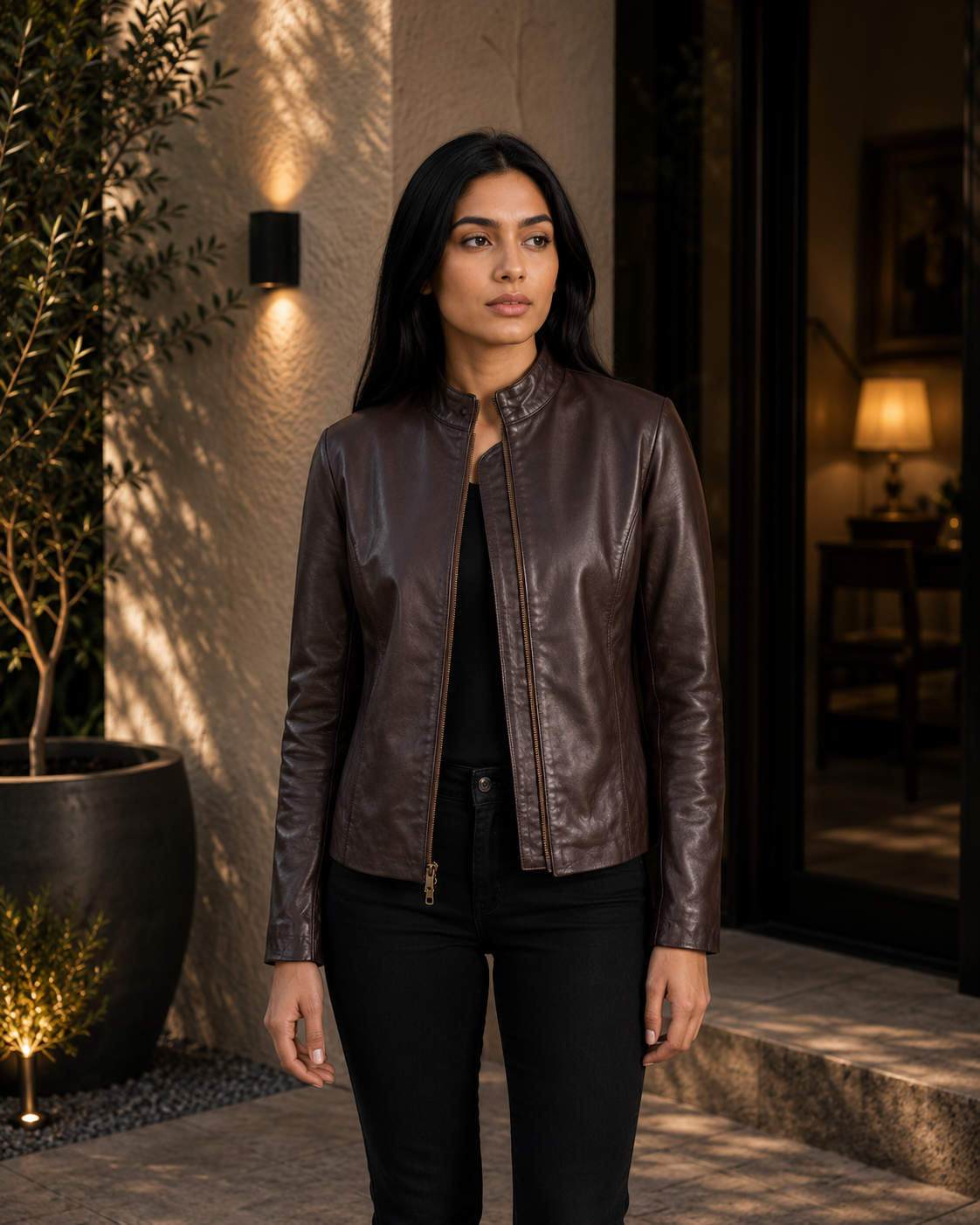 Women's Dark Brown Leather Jacket