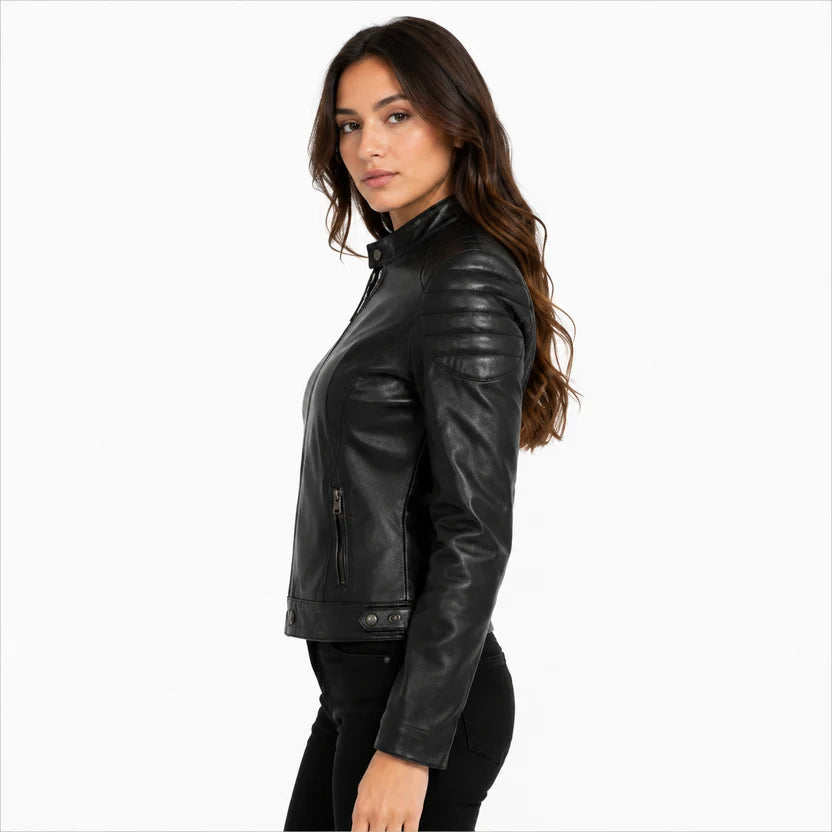 women's black genuine leather jacket