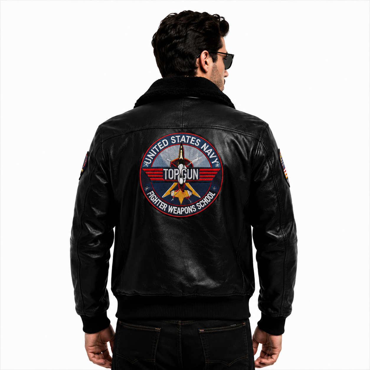 Men's Black Top Gun G-1 Aviator Leather Jacket