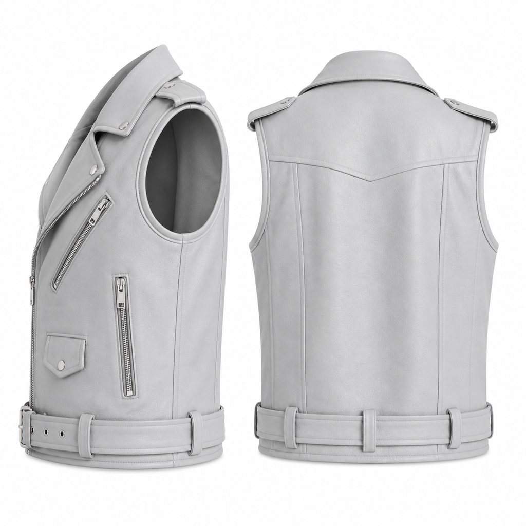 Women's Pink Leather Biker Vest