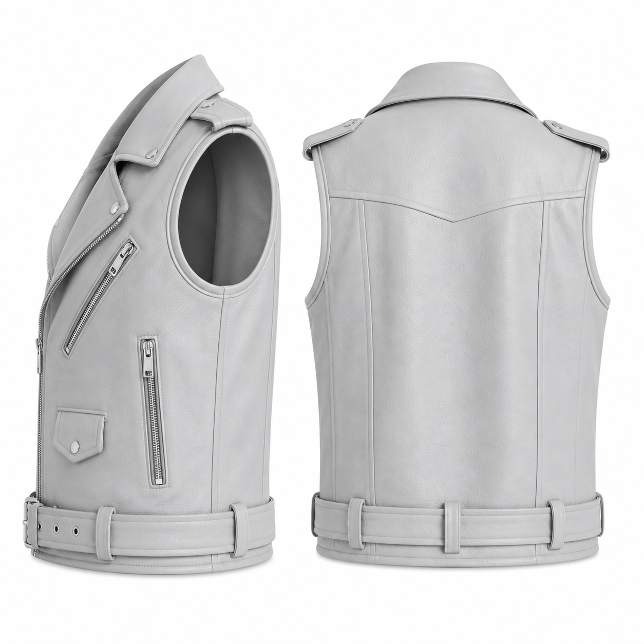 Women's Pink Leather Biker Vest