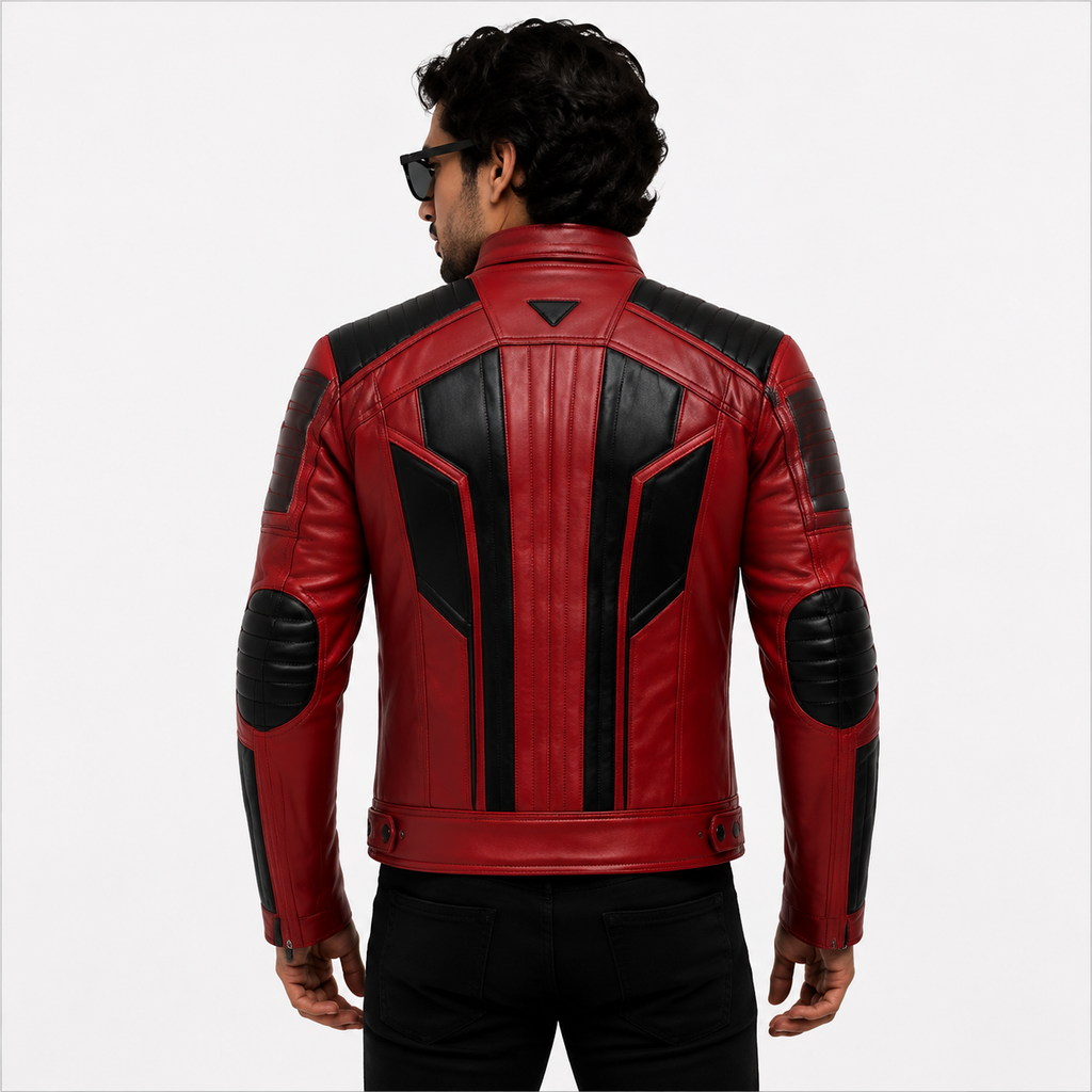 Men's Premium Red & Black Racer Leather Jacket