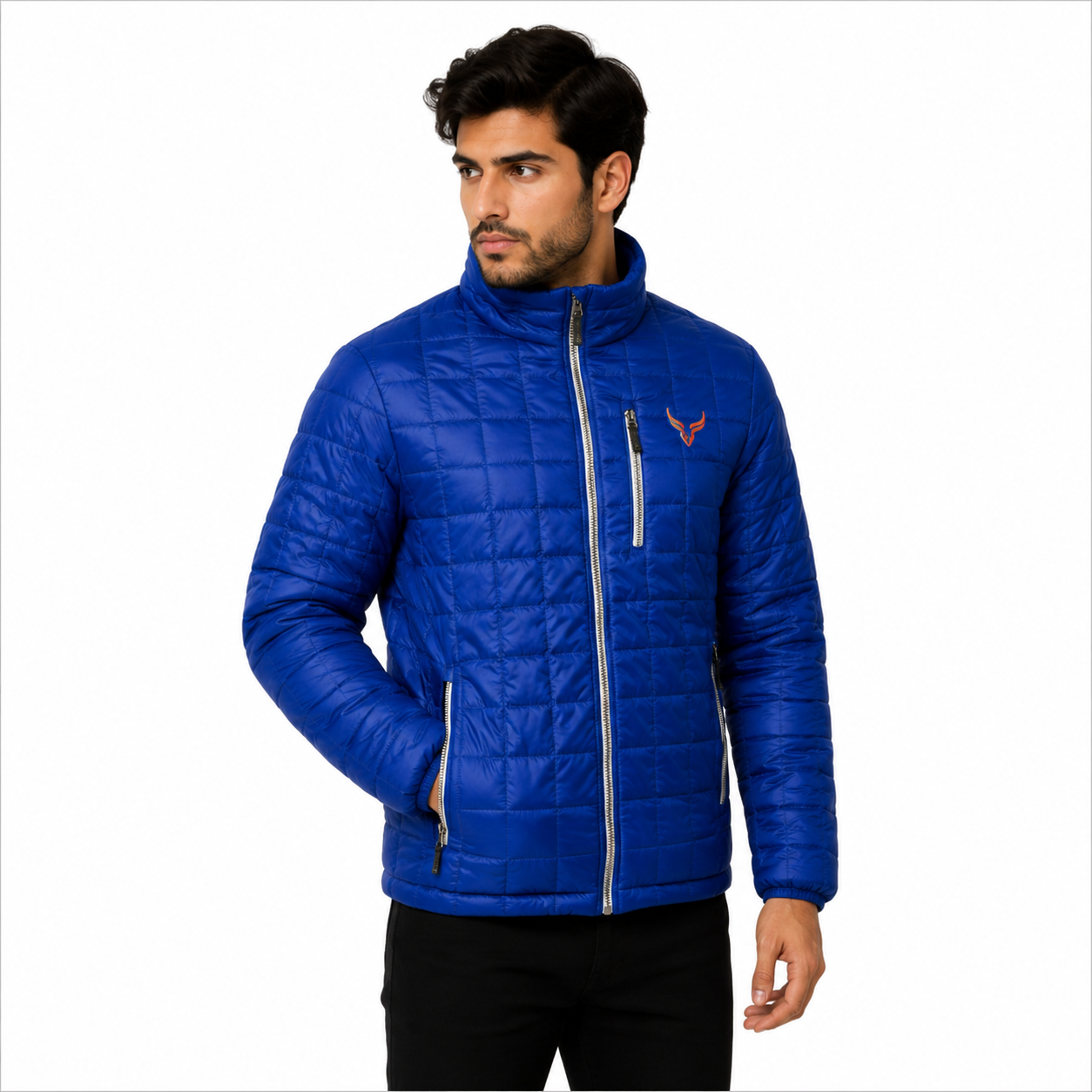 Men's Blue Quilted Puffer Jacket 