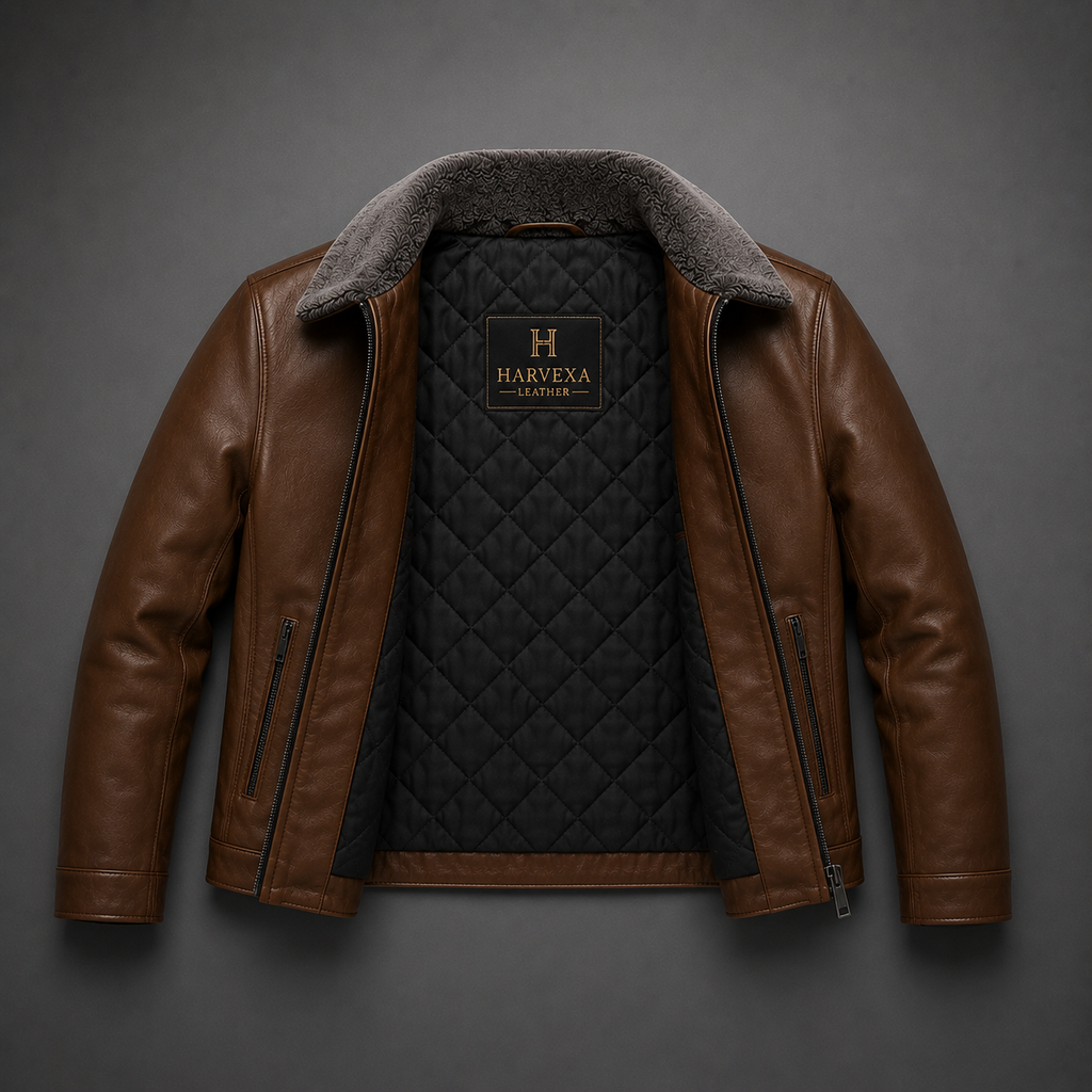 Men's brown leather jacket