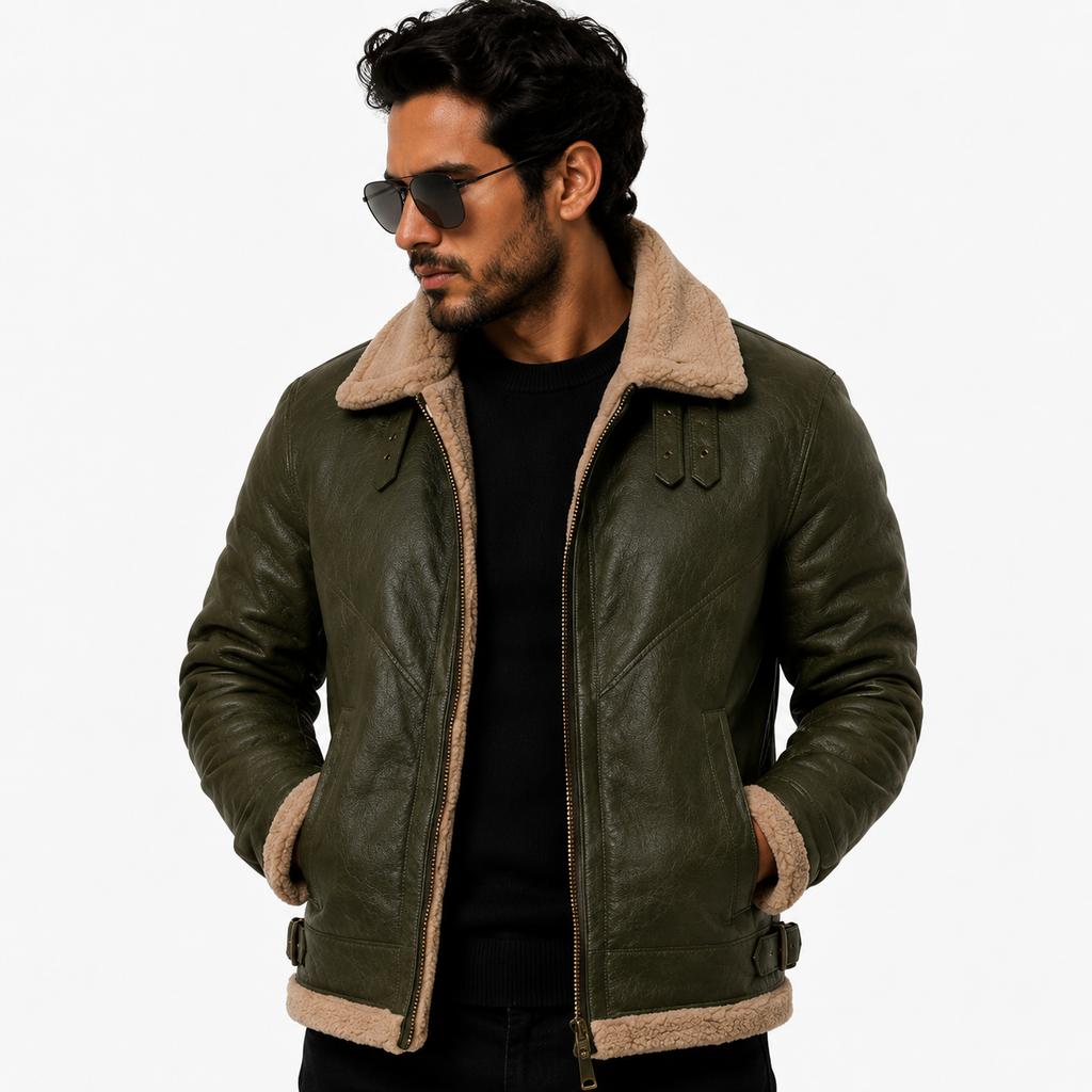 Men's Olive Green B-3 Aviator Jacket