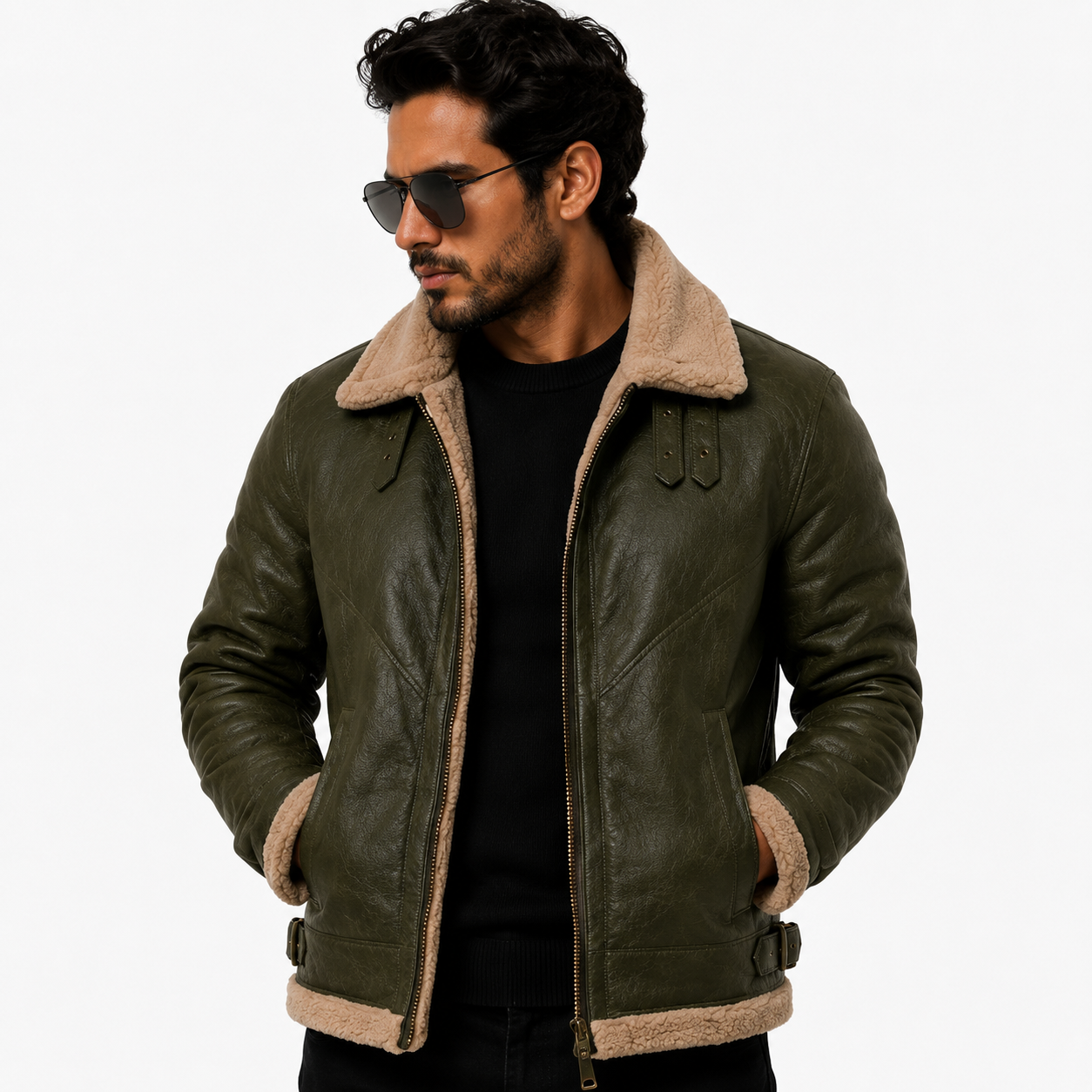 Men's Olive Green B-3 Aviator Jacket