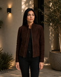 Rumella Mocha Suede Biker Jacket