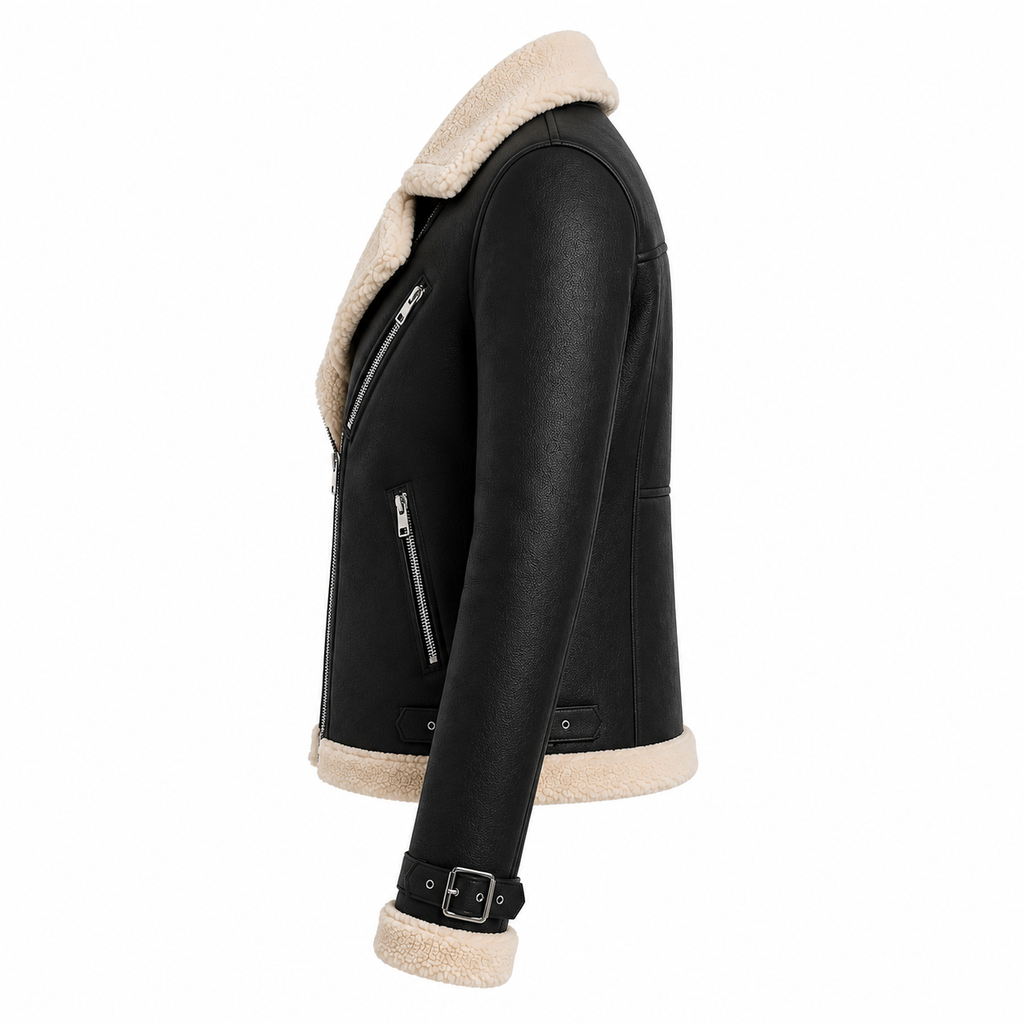 Women's Pink Shearling Aviator Jacket