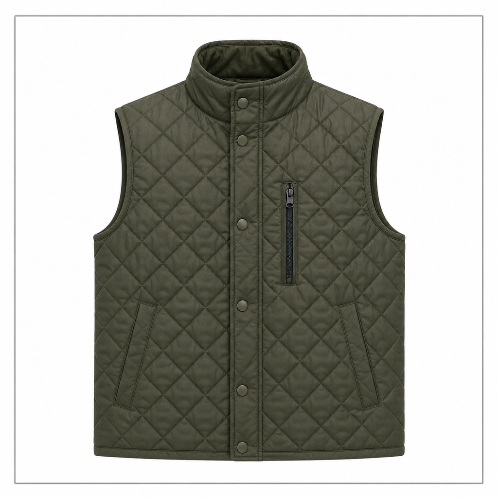 Men's cream or off-white diamond-quilted vest