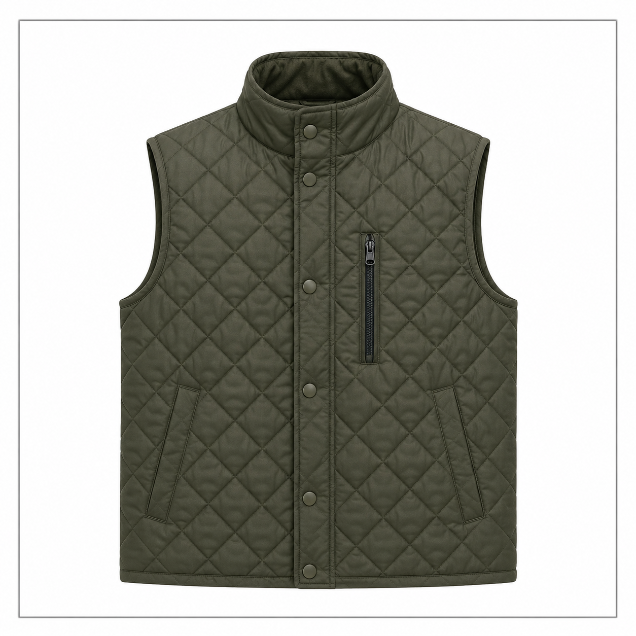Men's cream or off-white diamond-quilted vest