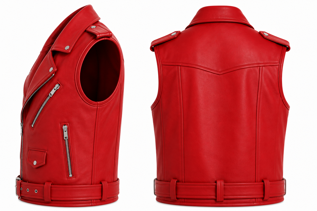 Women's Pink Leather Biker Vest