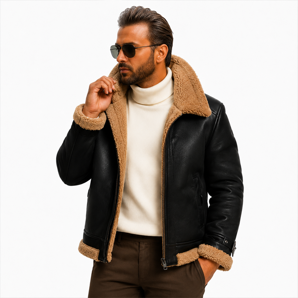Men's Black & Tan B-3 Aviator Jacket