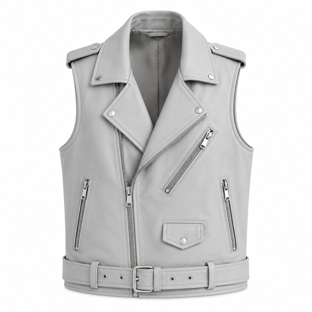 Women's Pink Leather Biker Vest