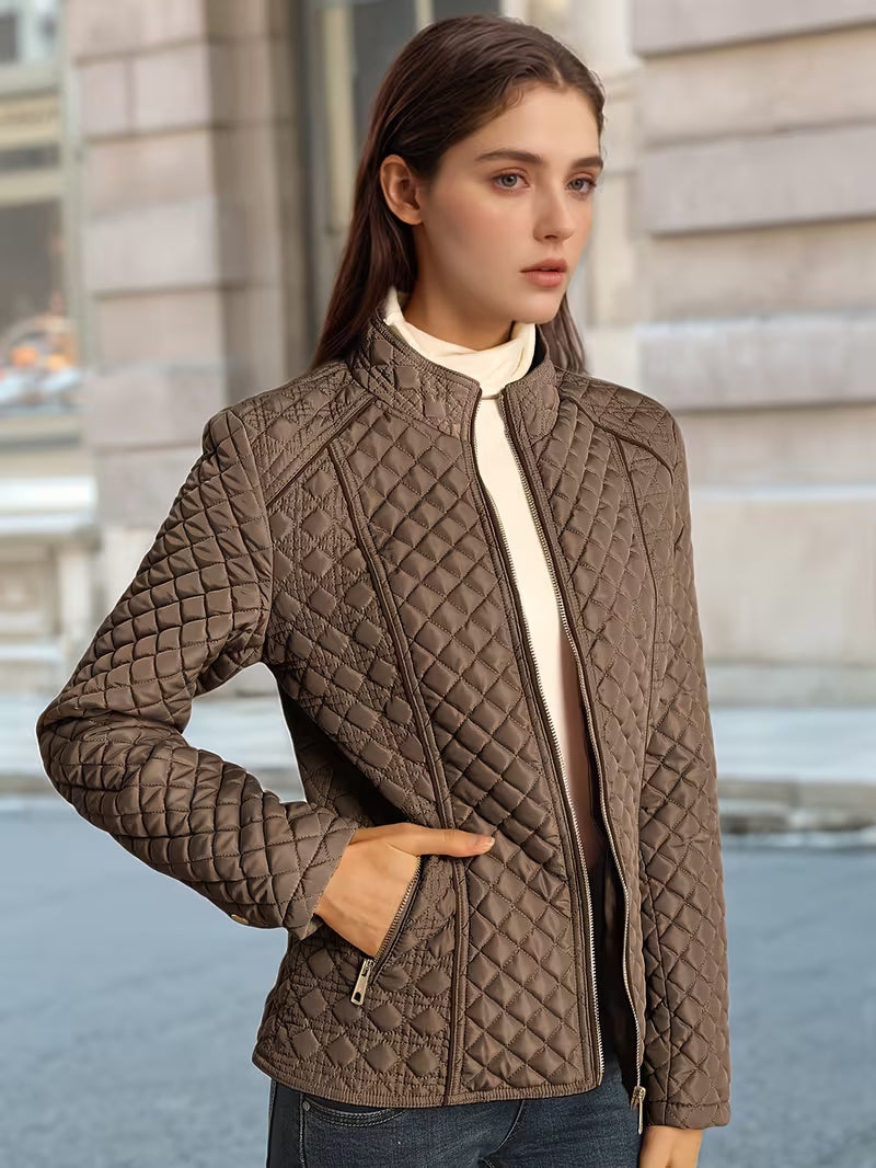 Quilted Lightweight Stand-Collar Jacket