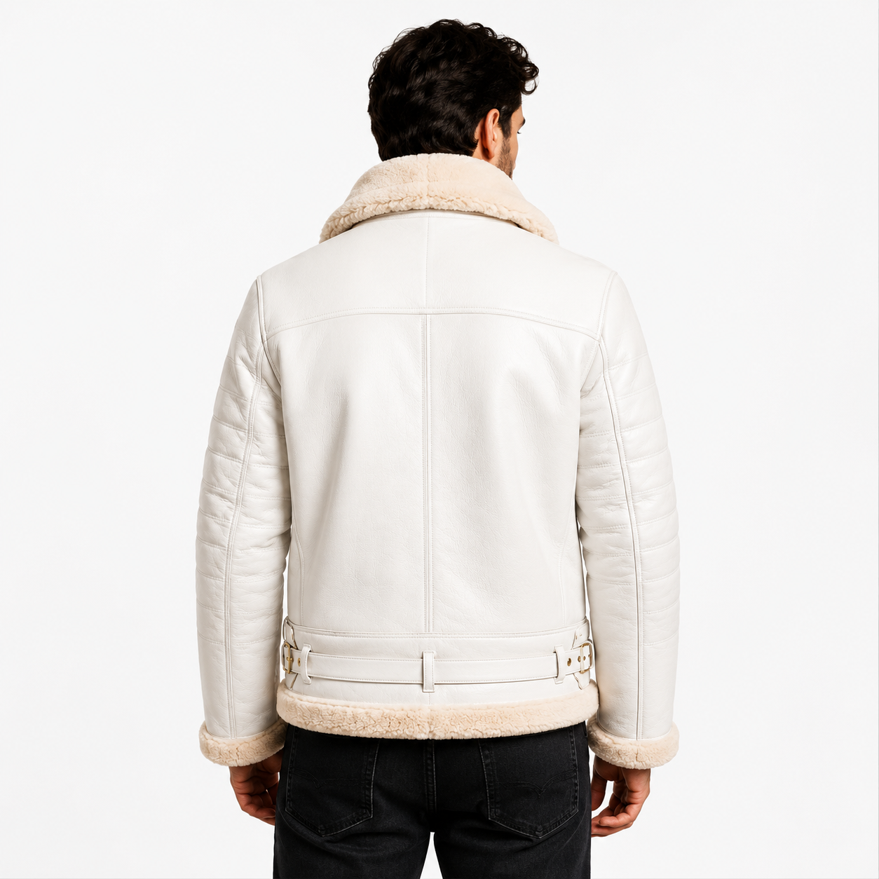 Men's Luxury White B-3 Aviator Jacket