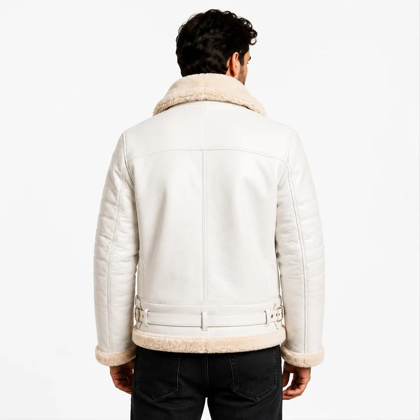  leather bomber jacket with buckles